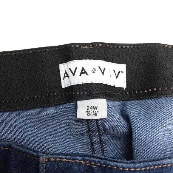 Ava & Viv Skinny Women's size 24W Dark Wash Blue Denim Jeans - Picture 3 of 4